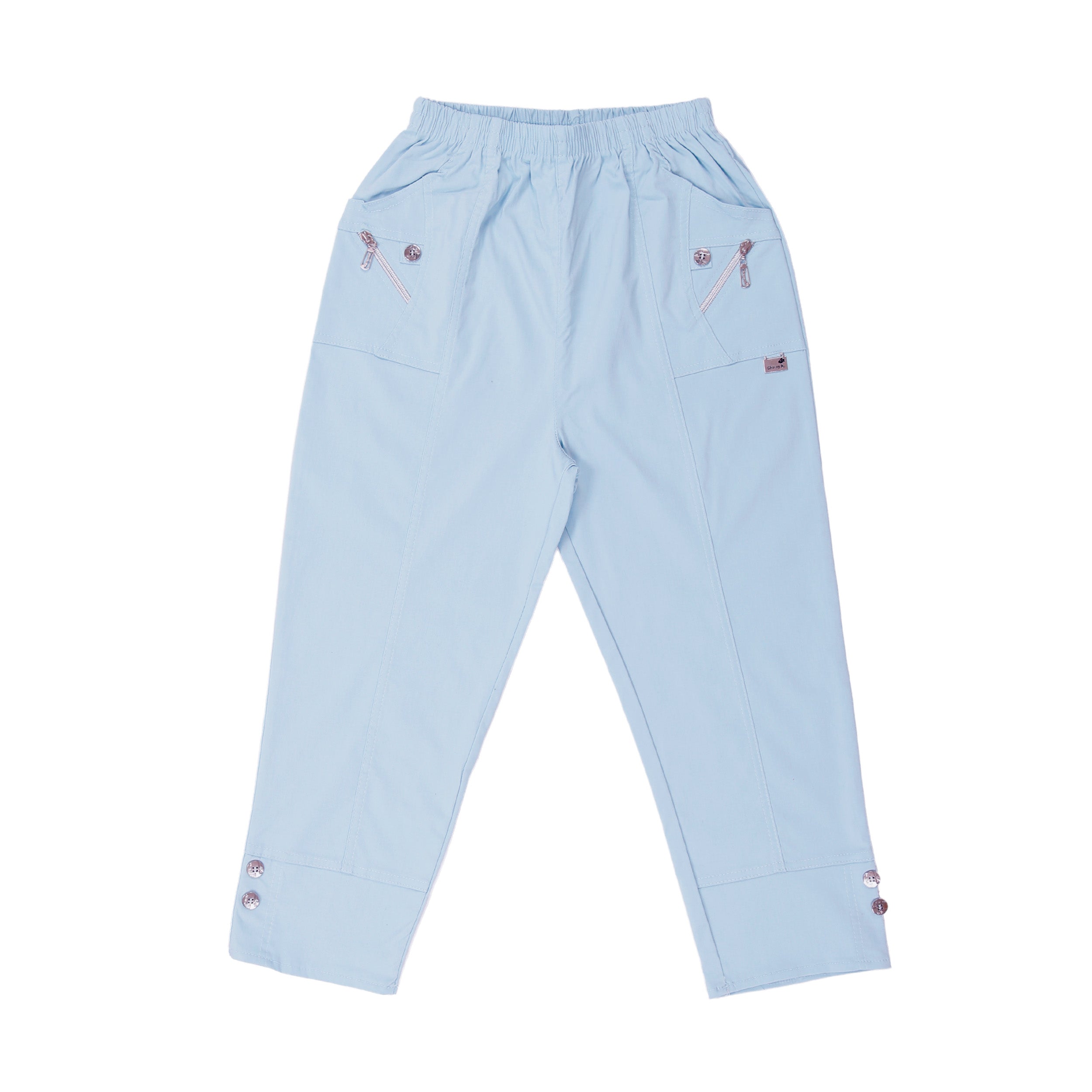 Cherry Berry Cropped Trousers - Skyblue