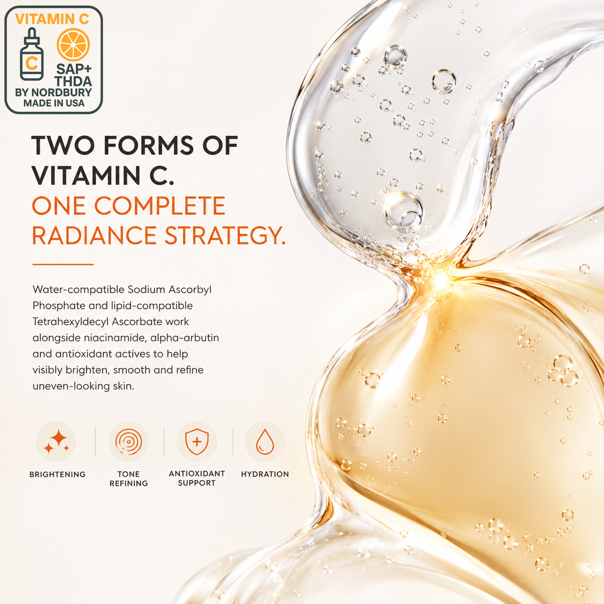 Dual Vitamin C Face Serum, SAP + THDA for Dark Spots