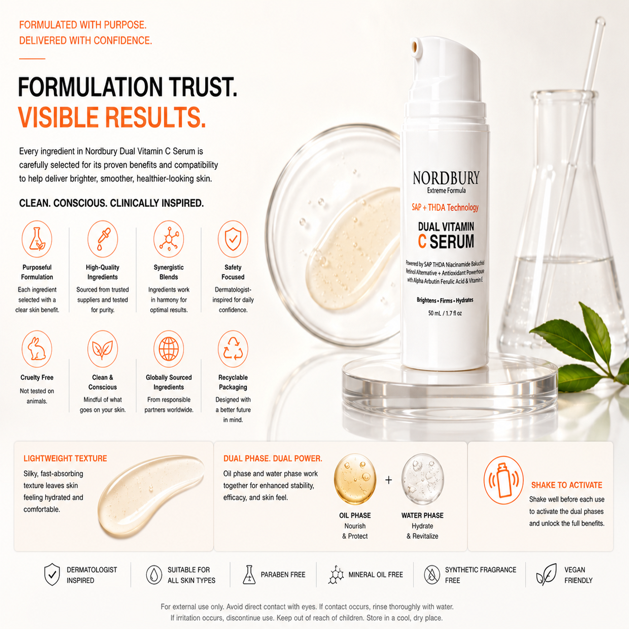 Dual Vitamin C Face Serum, SAP + THDA for Dark Spots