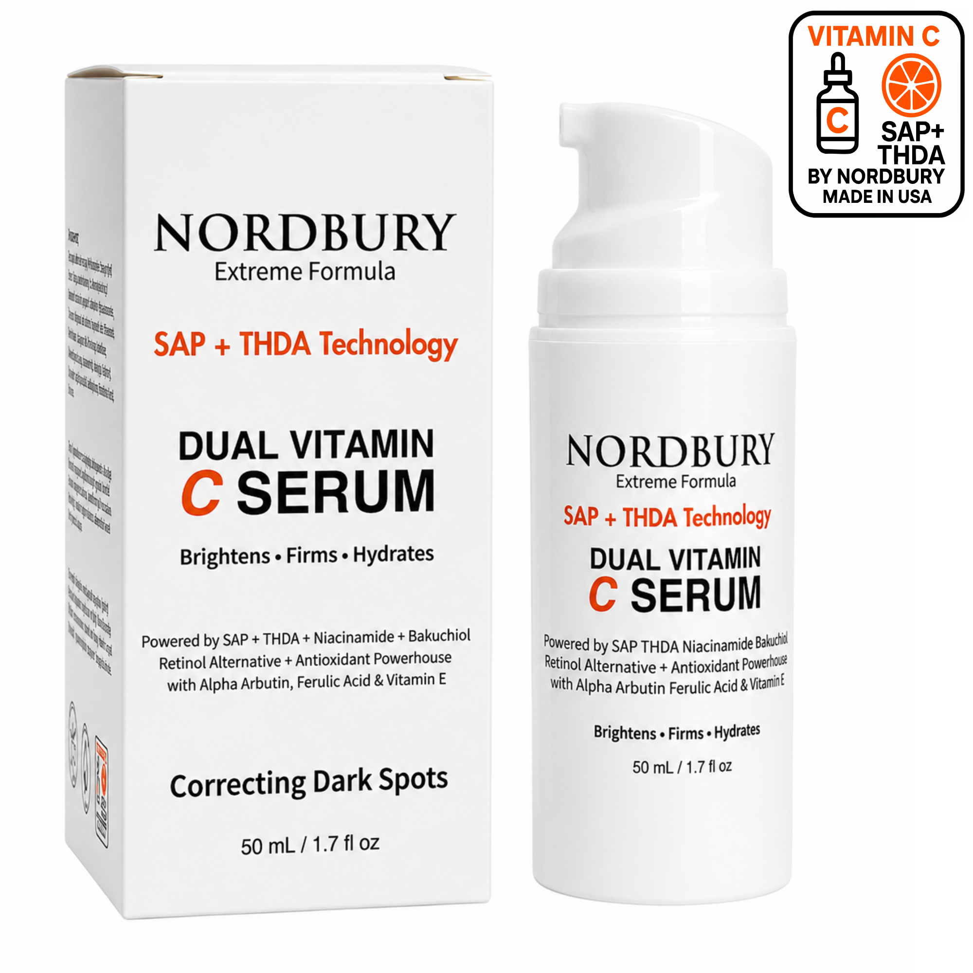 Dual Vitamin C Face Serum, SAP + THDA for Dark Spots