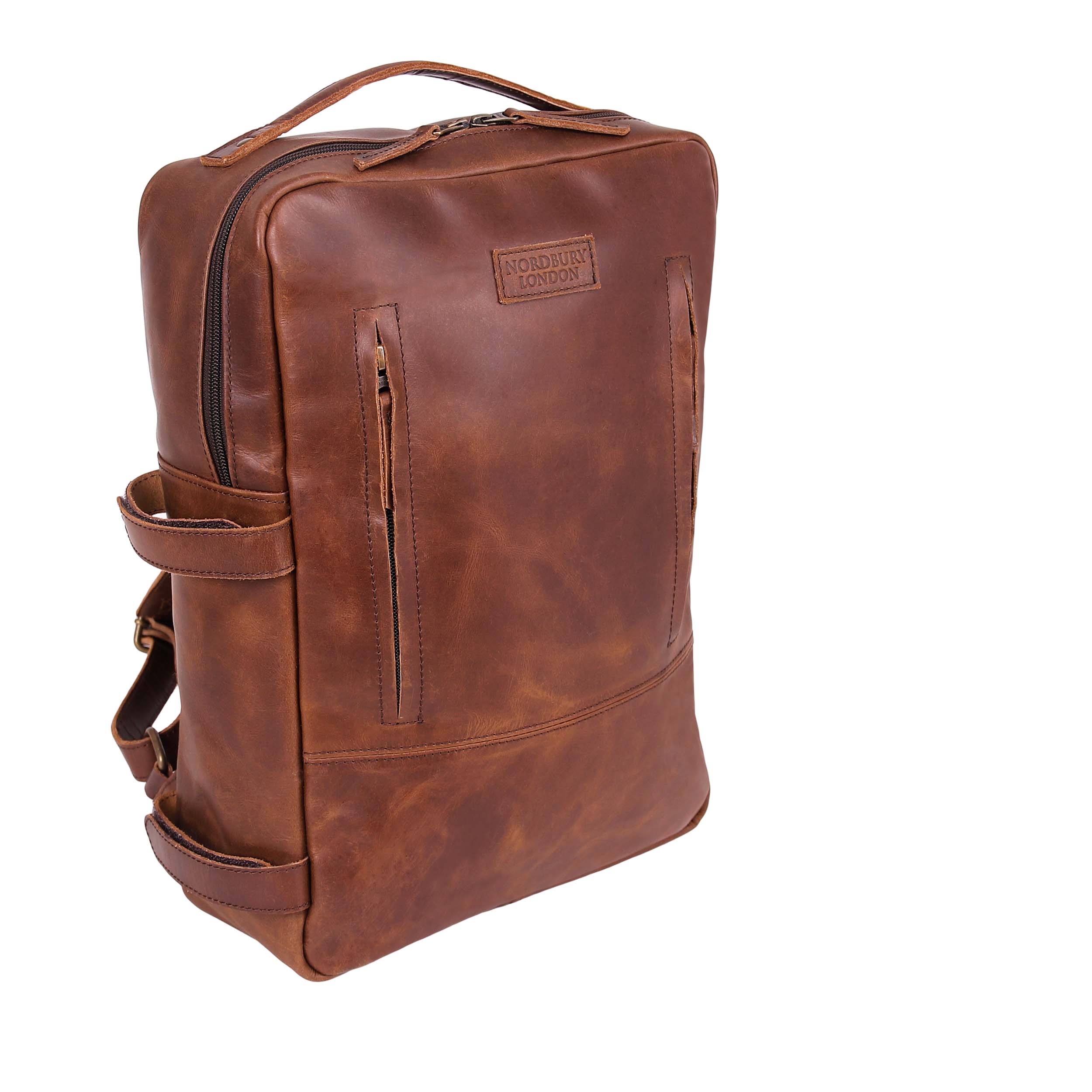 Leather Backpack 8892 - Medium Brown