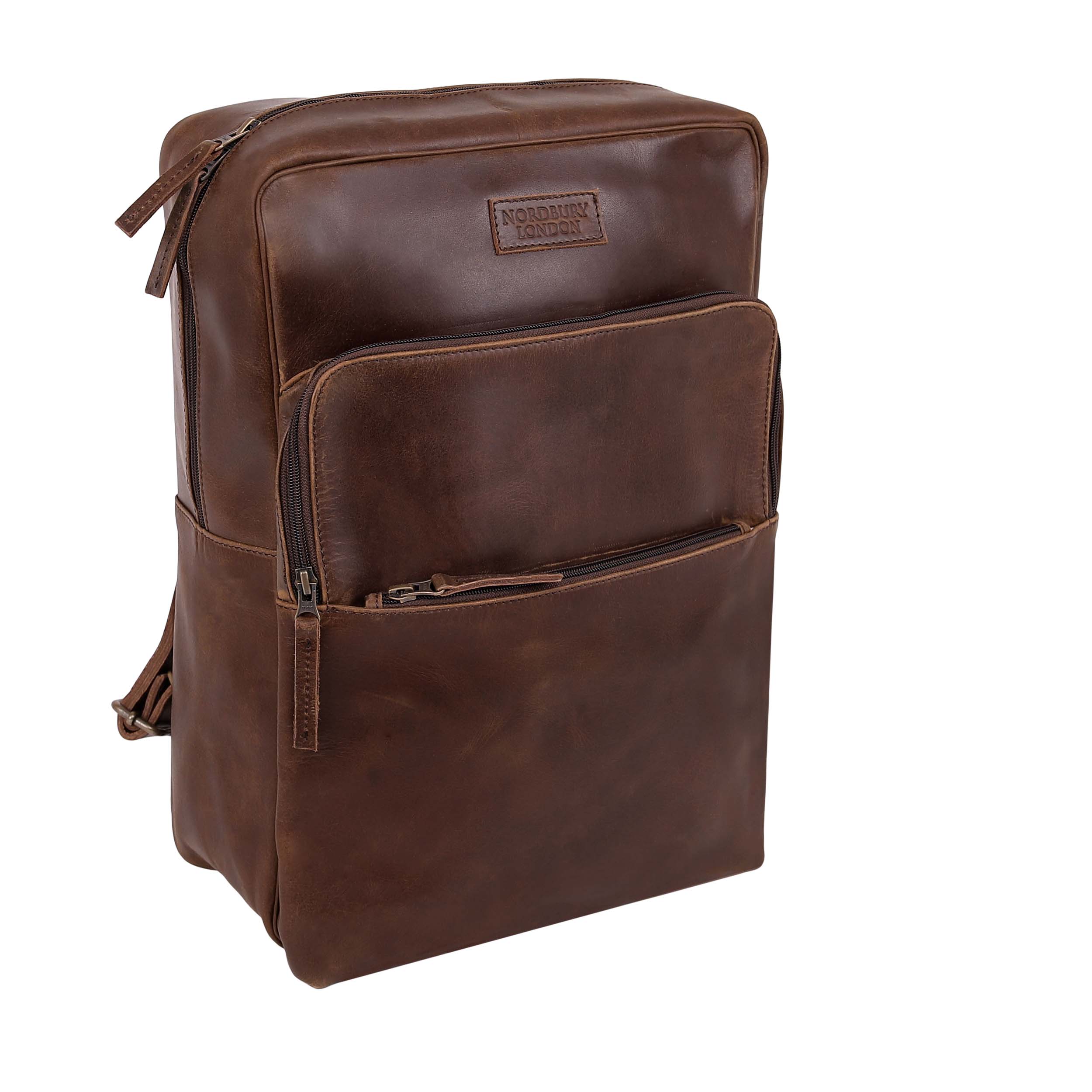 Leather Backpack 8891 - Medium Brown