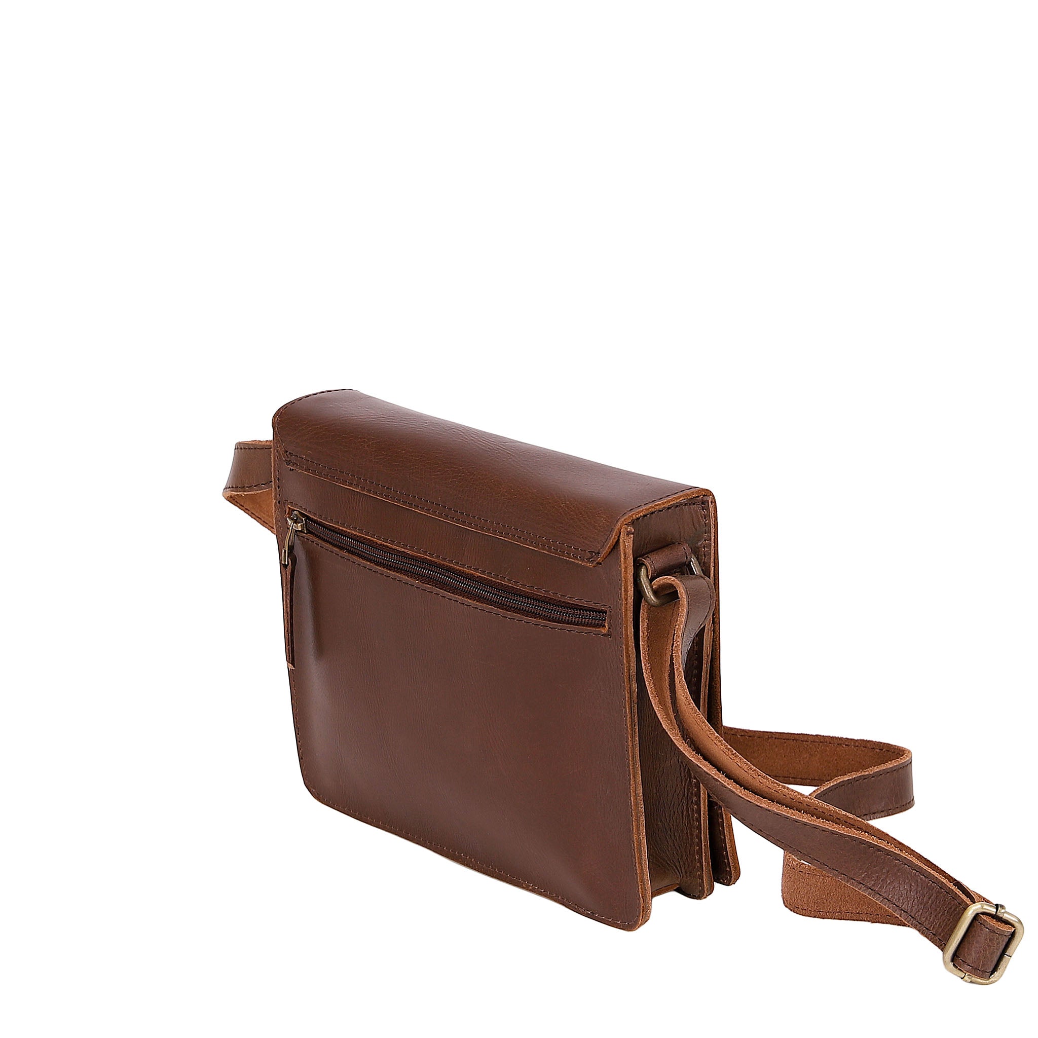 Leather Messenger Bag 3801 - Medium Brown
