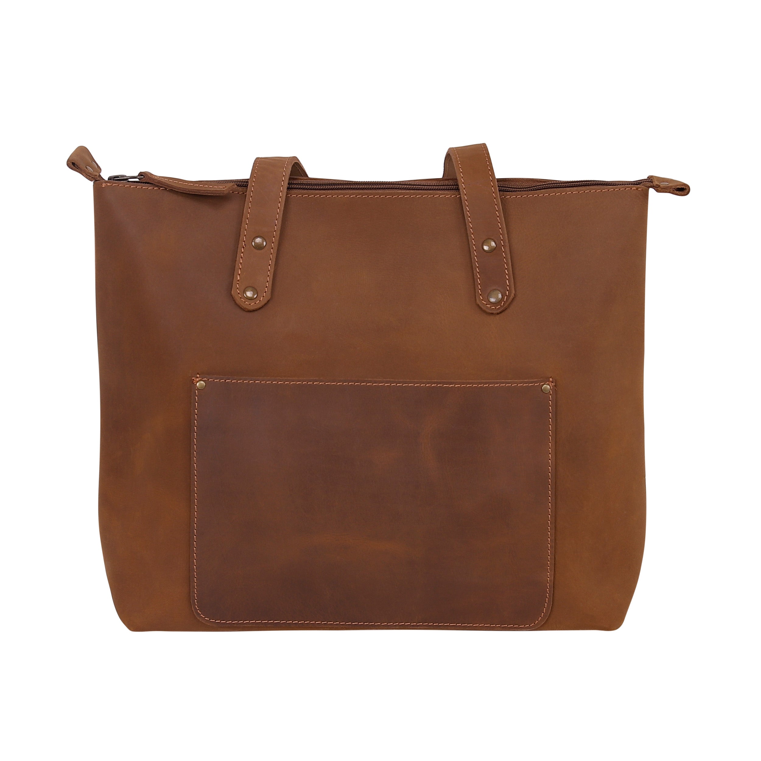 Leather Tote Bag 9912 - Light Brown