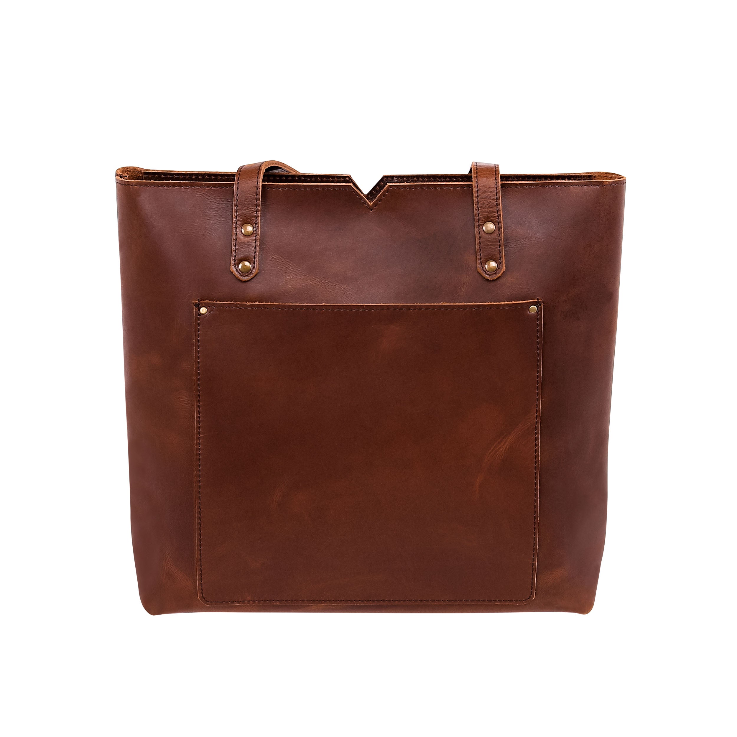 Leather Tote Bag 9918 - Medium Brown