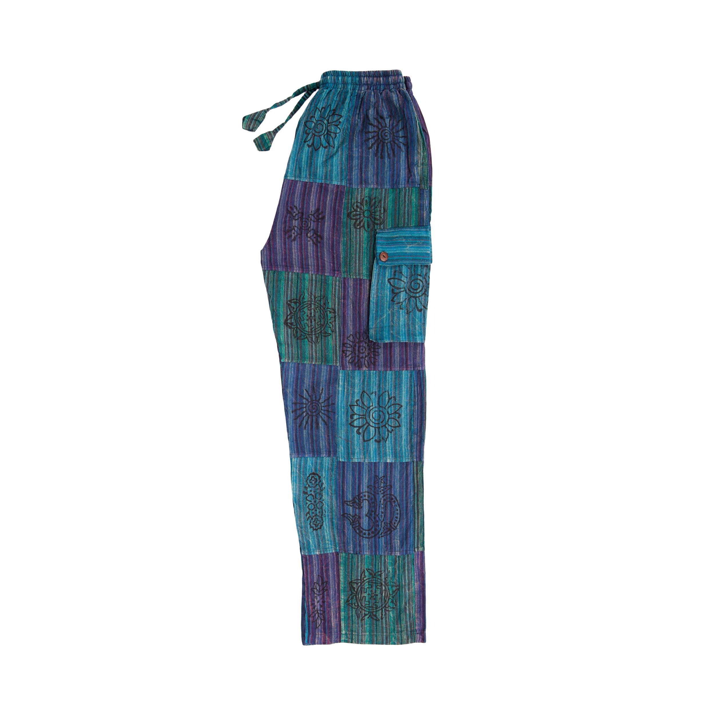Patchwork Cotton Trousers - Teal