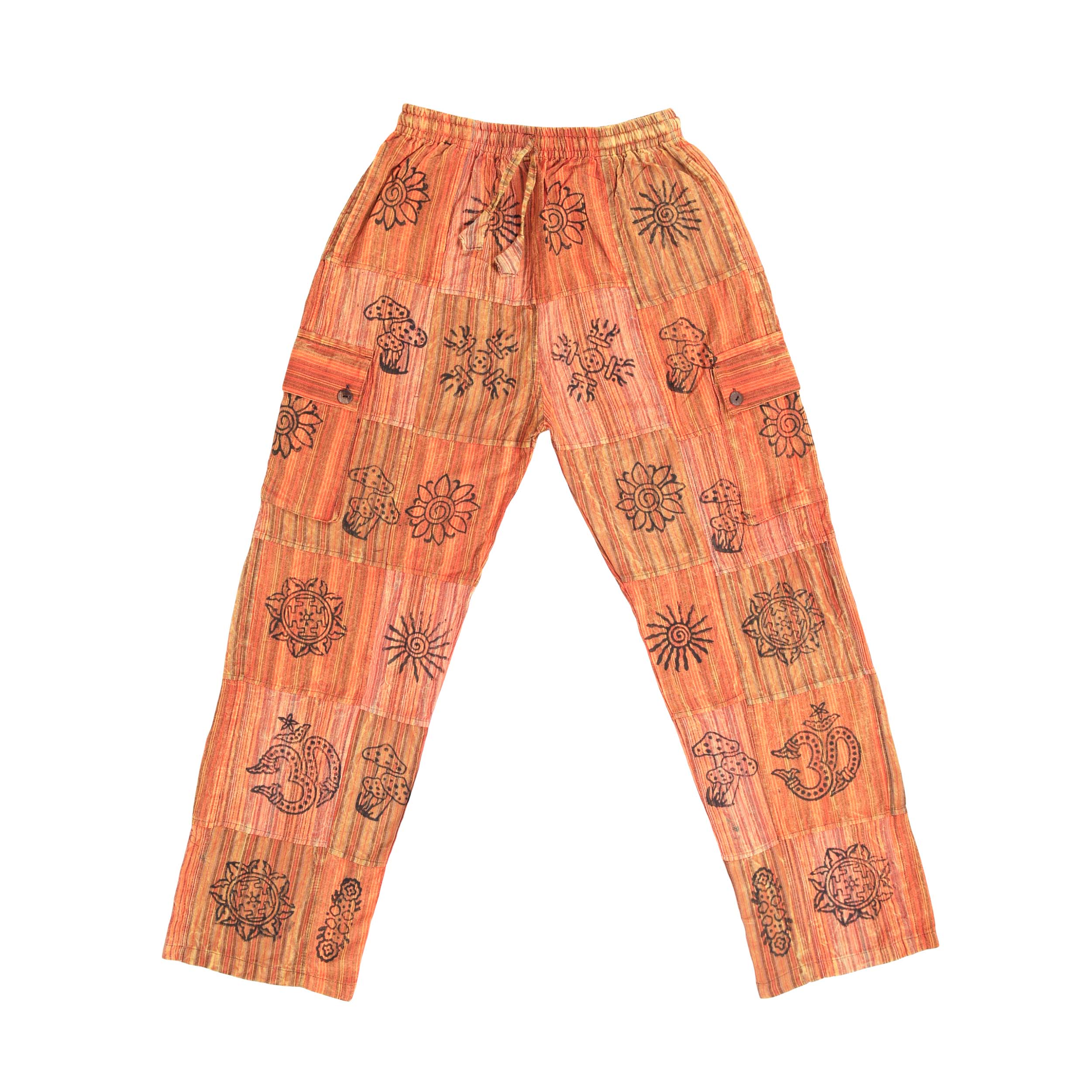 Patchwork Cotton Trousers - Orange