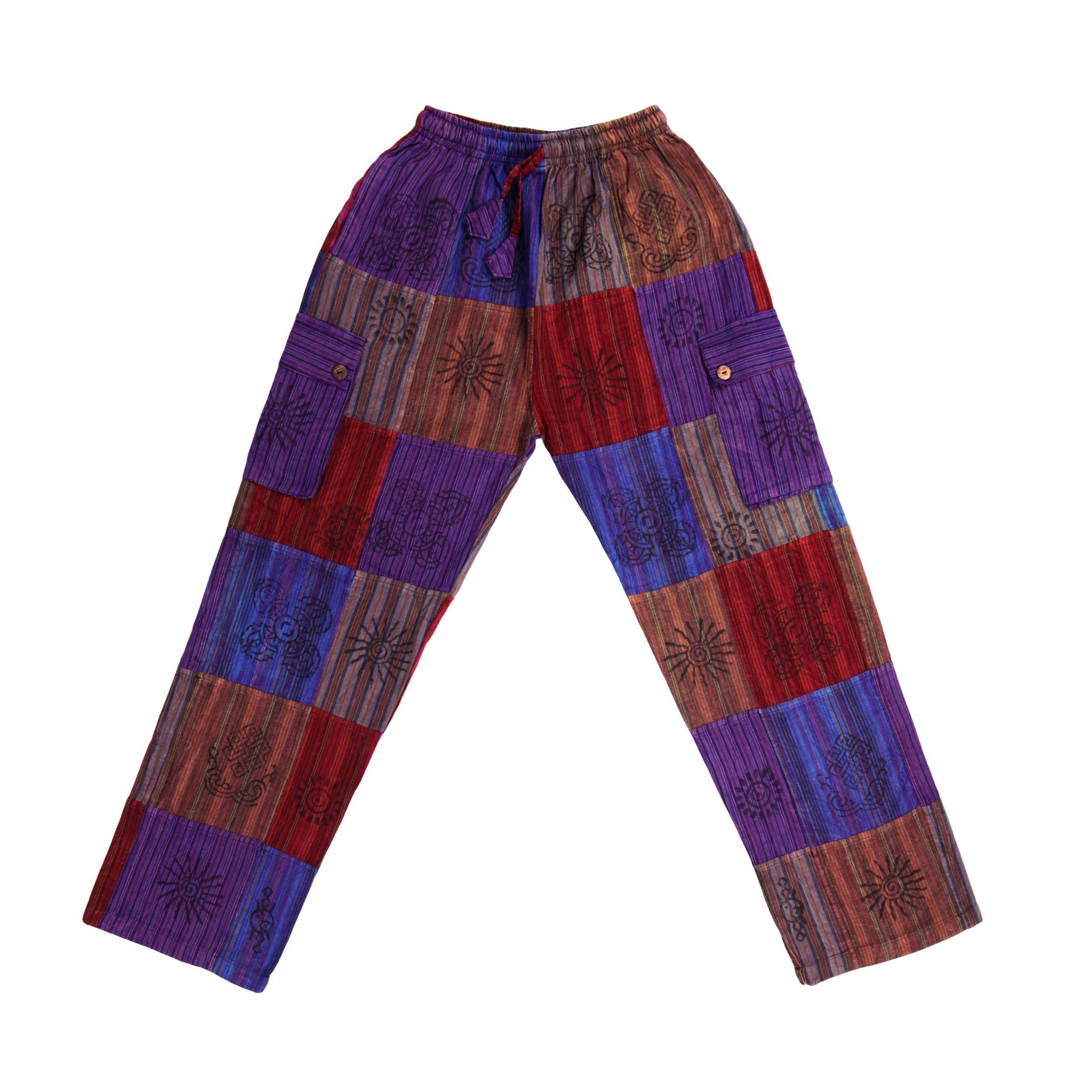 Patchwork Cotton Trousers - Purple