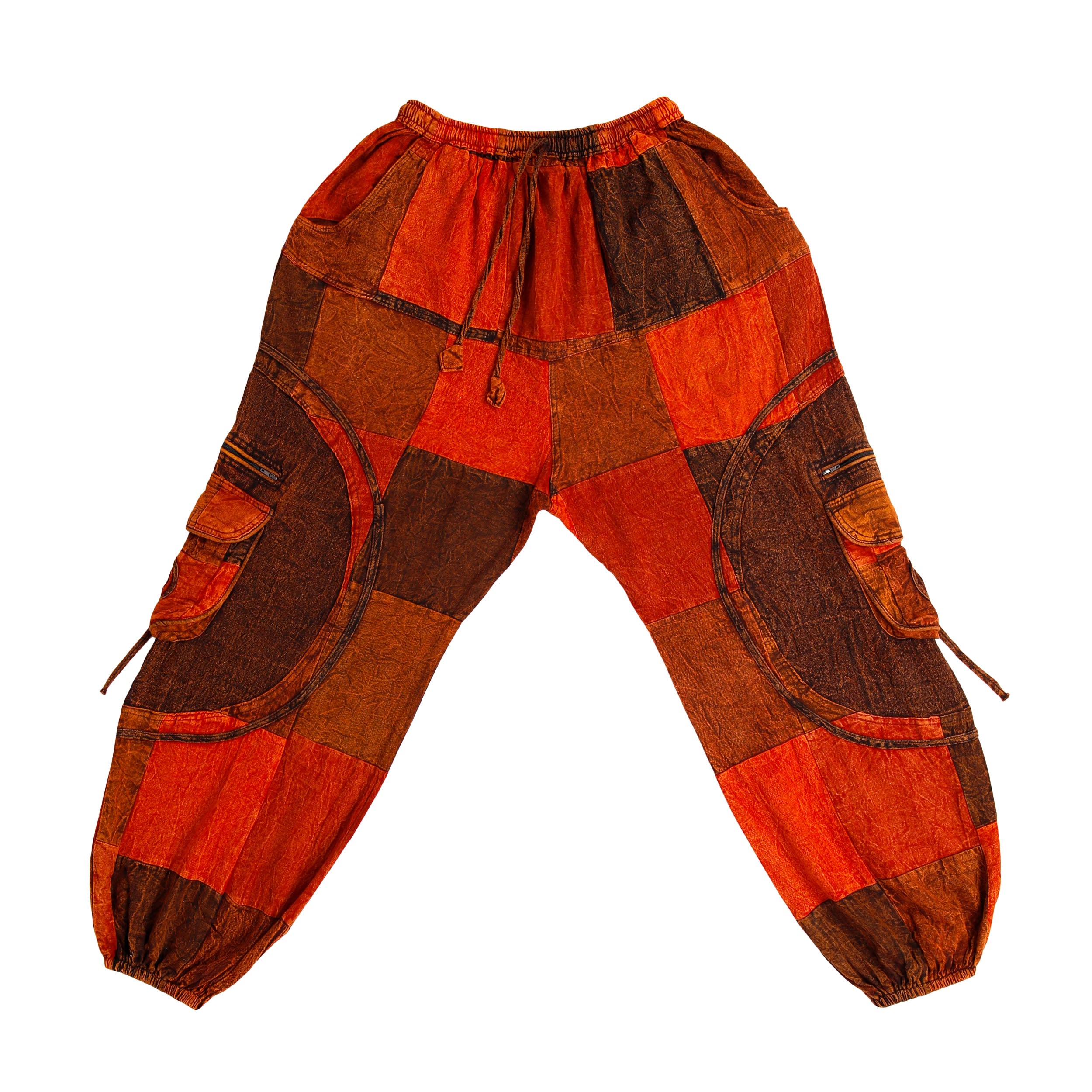 Hippie Harem Trousers - Orange Patch